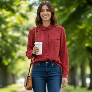 Michel Robichaud Orange with Blue Geometric Shirt